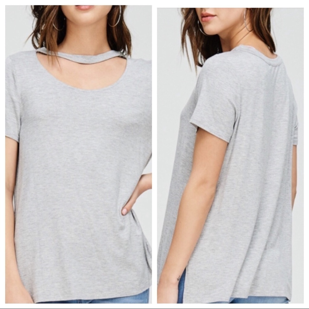 Papermoon heather gray cut out tee